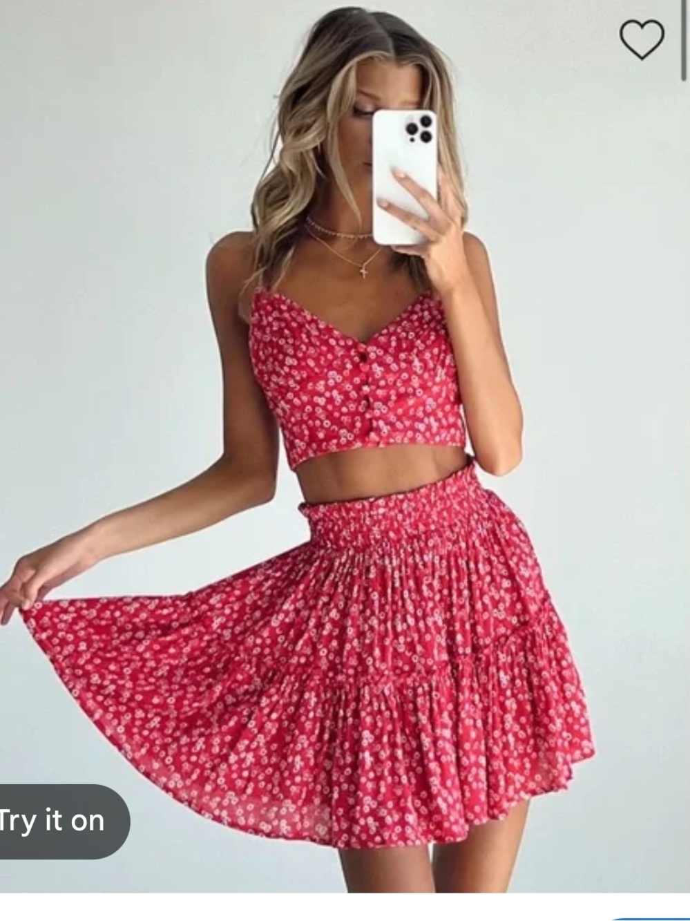 Princess Polly Shah Set Skirt Crop Top Red Size 8